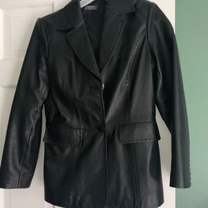 black leather jacket